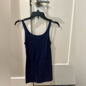 Old Navy Blue Tank with Lace on Straps and Around Collar